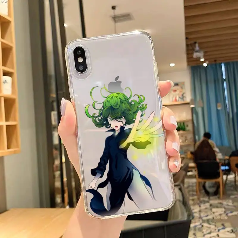 Чехол для телефона с аниме One-Punch-Man Tatsumakis iPhone 11 12 Mini 13 Pro XS Max X 8 7 6s Plus 5 SE XR прозрачный