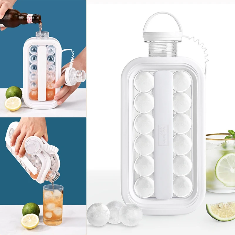 

2 In 1 Portable Silicone Ice Ball Maker Foldable DIY Lattice Ice Hockey Kettle Cubic Container Ice Cube Tray Bar Kitchen Tool