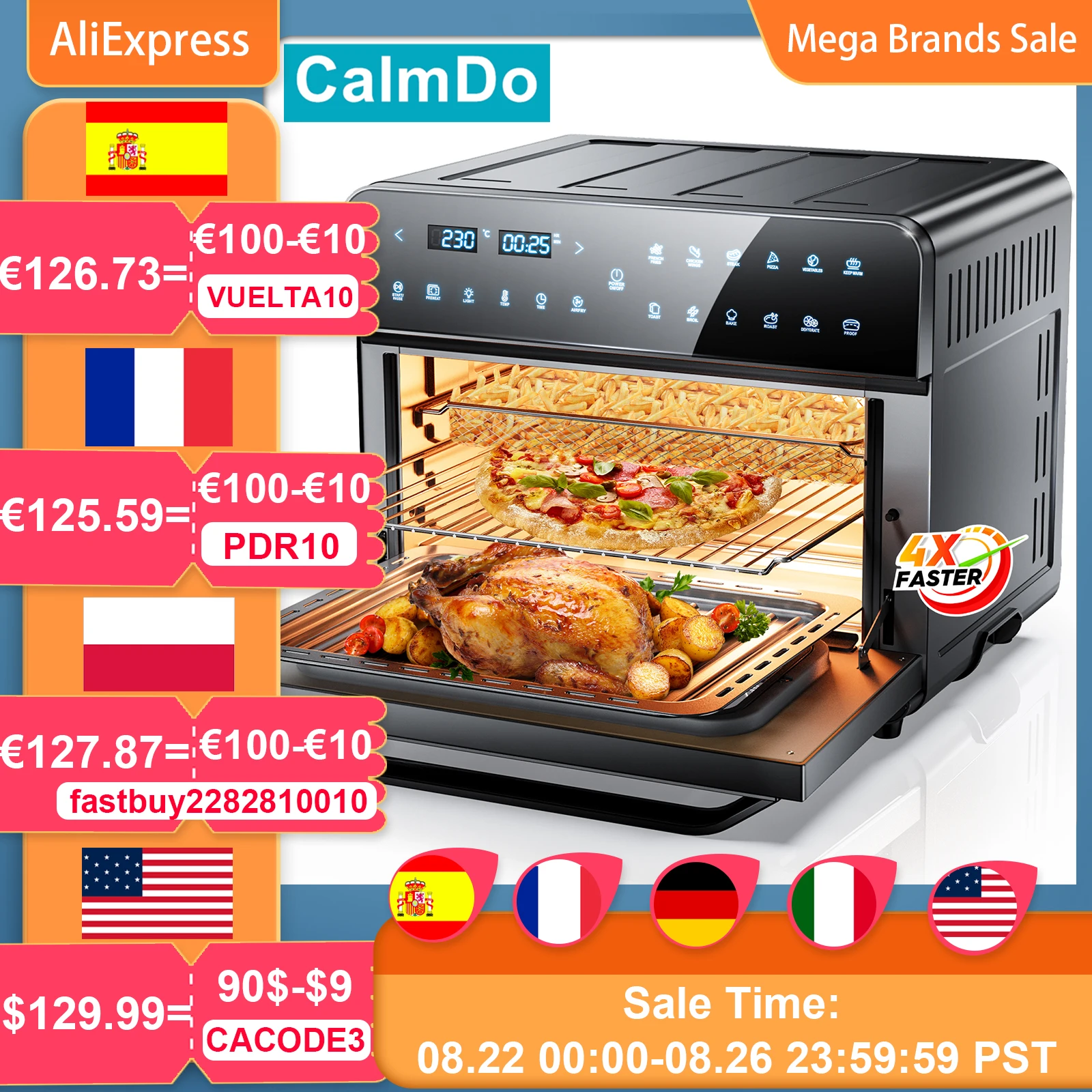 Best Calmdo 1800W 25L Hot Lucht Friteuse Oven Met 12 Programma S Warm Houden Functie Touch Screen Smart Lucht Friteuse Oven besparingen Met Gas Kosten