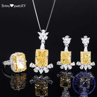shipei 925 sterling silver crushed ice cut created moissanite gemstone wedding party ringearringspendantnecklace jewelry set