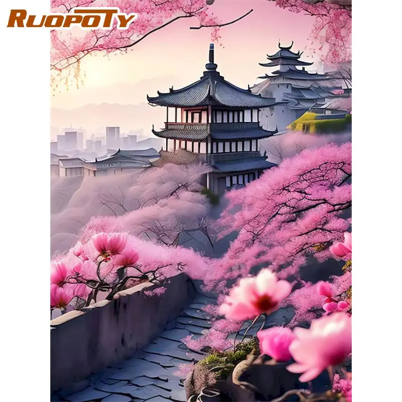 

RUOPOTY Paint By Number For Adults Beginner Landscape Diy Acrylic Numbers Painting Kit For Home Wall Decor 40x50cm With Frame