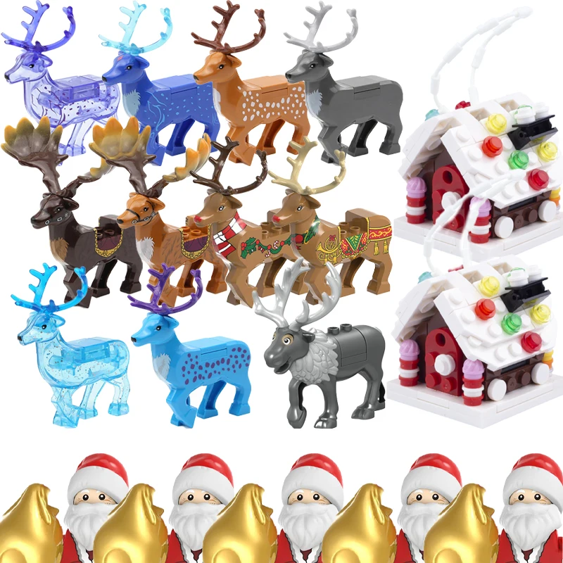 

City Friends Merry Christmas Figures Building Blocks Castle Santa Granny Animal Reindeer Elk Deer Accessories Bricks Toys Gifts