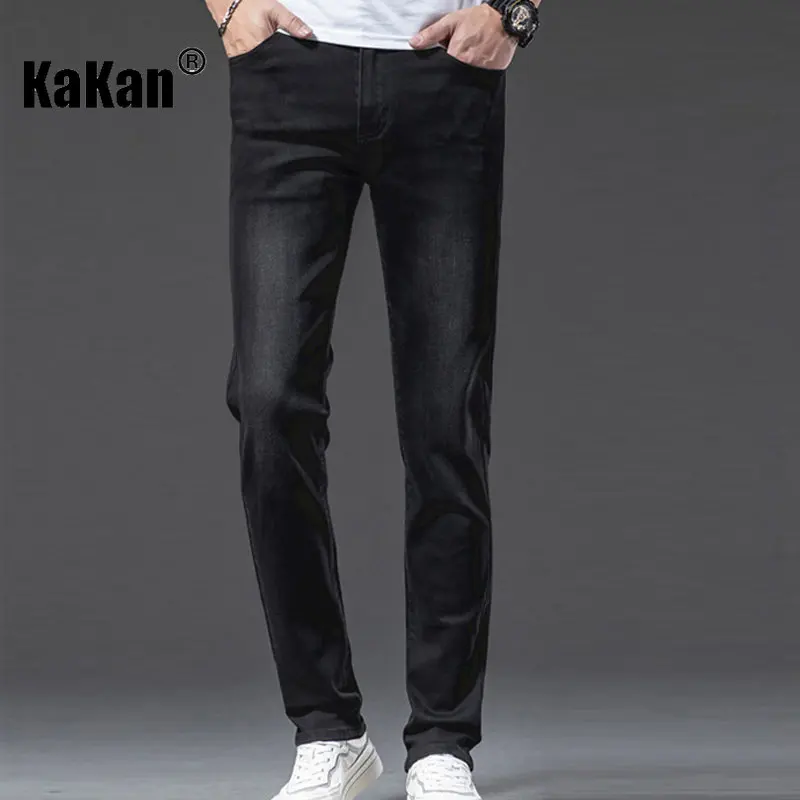 Kakan - European and American New Straight Tube High-end Trendy Jeans for Men Thin and Slightly Elastic Casual Long Jeans42-1951