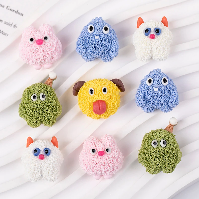 

10Pcs 25mm Kawaii Cartoon Monster Flatback Resin Accessories For Hair Clothing Shoes Planar DIY Home Decoration