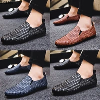 spring beanie shoes mens casual trendy shoes lazy set feet one piece shiny leather shoes business office dress shoes