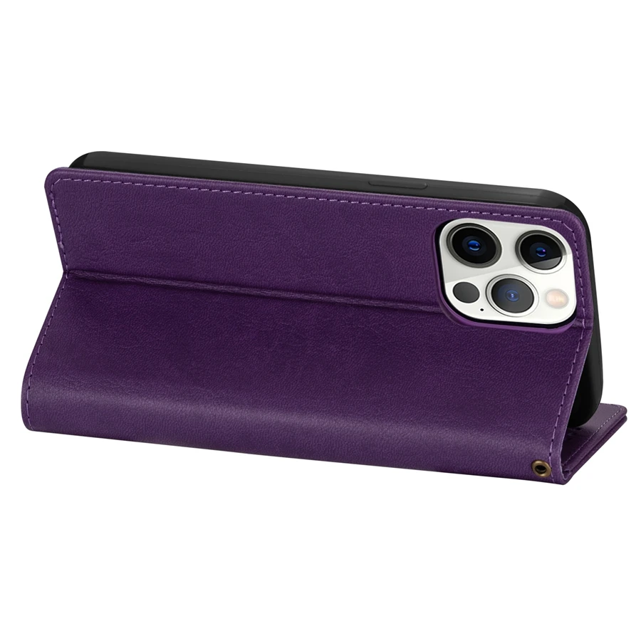 Flip Leather Wallet Case Imitation Cowhide Zipper Card Slot For iPhone 14 Pro Max 13 12 11 XR XS Max X 6 6S 7 8 Plus SE 2022