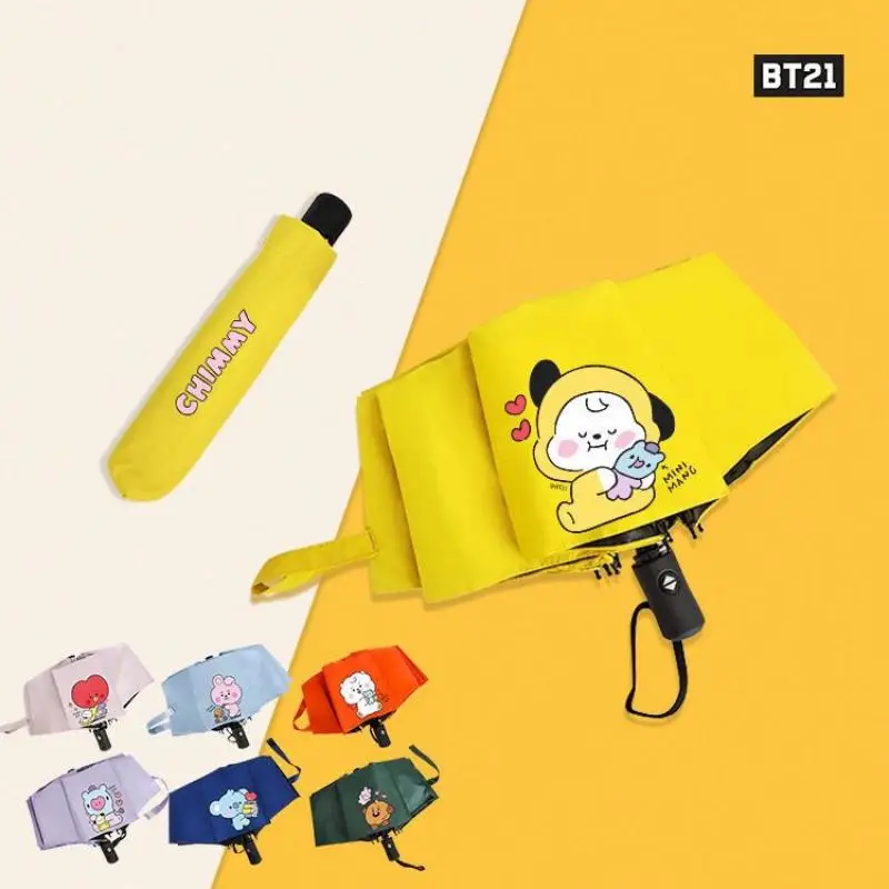 Nuevo estilo Bt21Kawaii parasol lindo Anime Koya Cooky Rj Tata Chimmy ola coreana estrella Bts Fans chica regalo