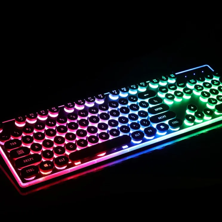 

Night Glow Keyboard Retro Round Glowing Keycap Backlit USB Wired luminous keyboard