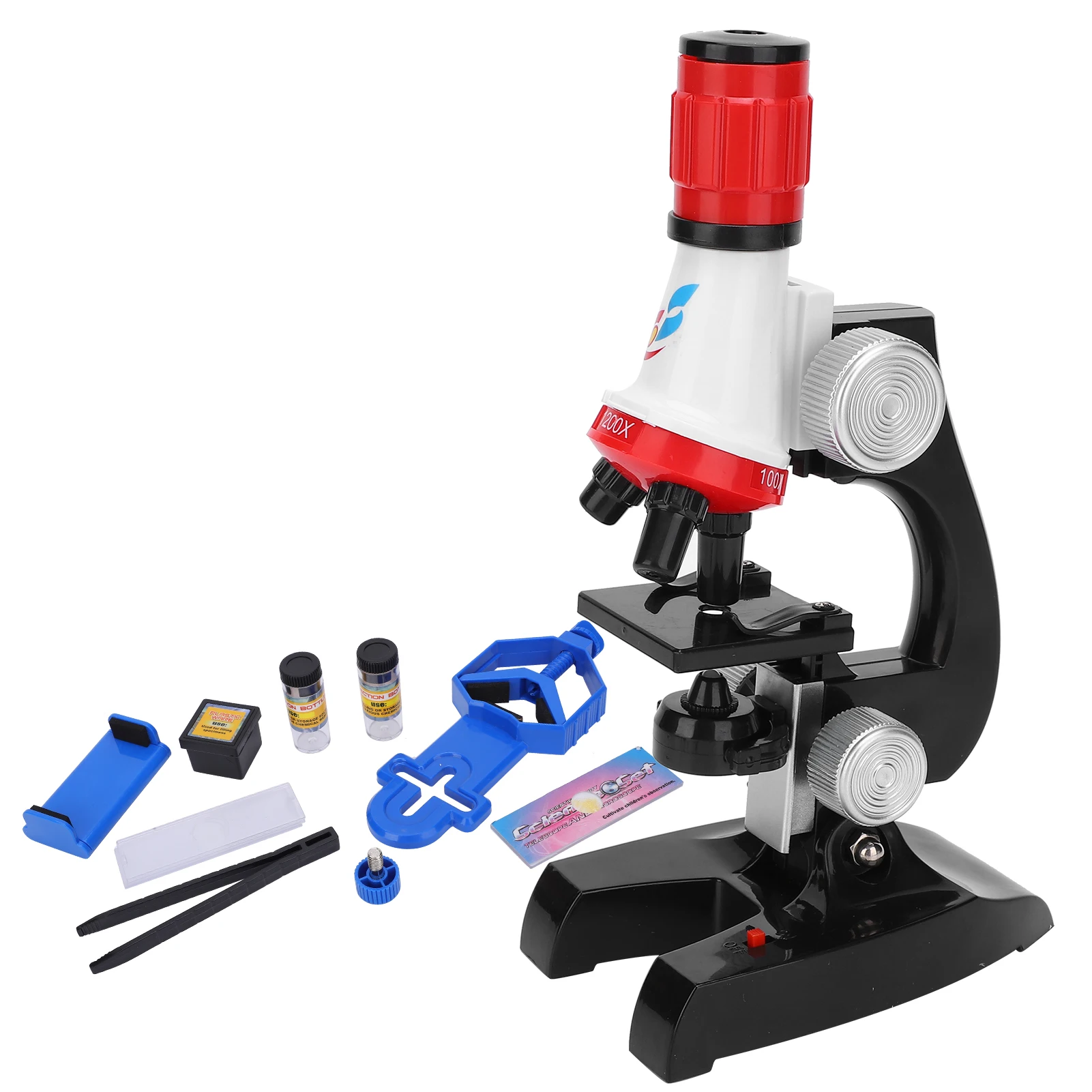 

Kids Biological Microscope Toy 100X 400X 1200X Microscope With LED Light Science Early Educational Toy Gift For Children