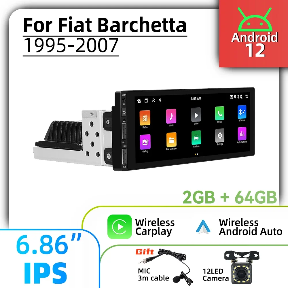 6 86-дюймовый 1-диночный Android-радио автомобильный мультимедиа для Fiat Barchetta 1995-2007