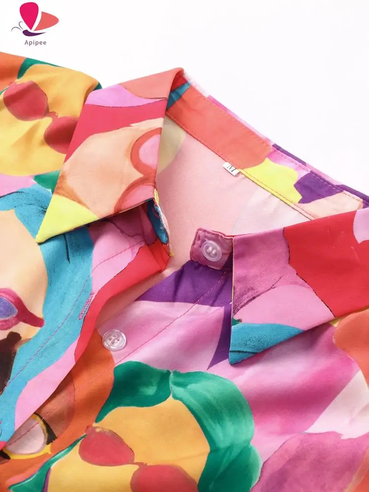 Женская рубашка с принтом аватара из мультфильма модная однобортная лацканами