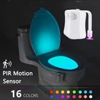 Ночник для сиденья унитаза с пассивным инфракрасным датчиком движения, водонепроницаемый светильник ильник с подсветкой для туалета, светодиодный16 цветов