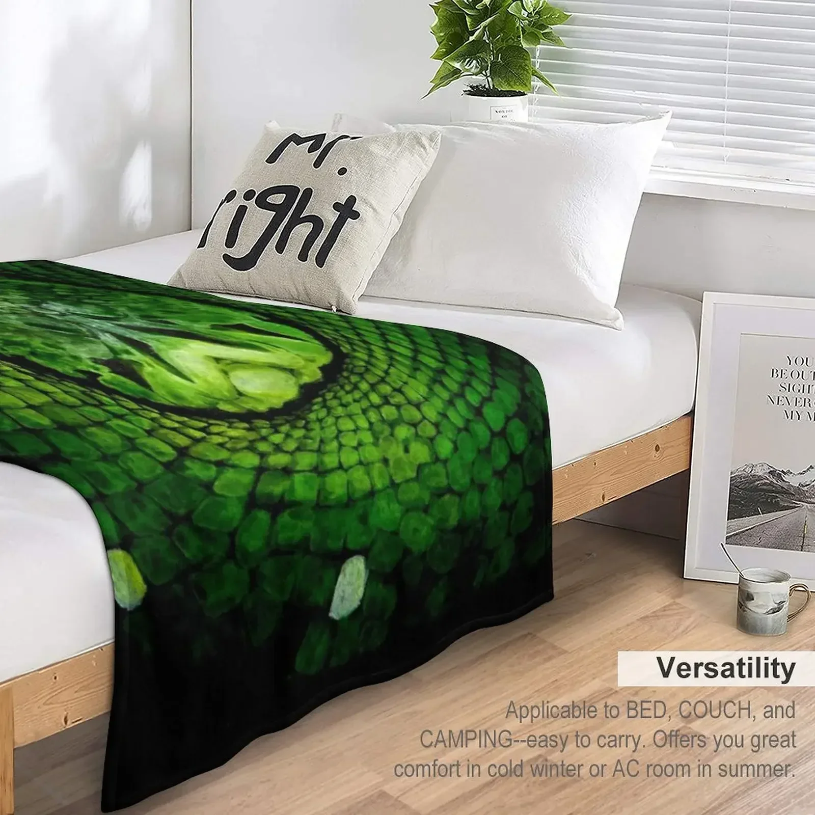 Одеяло Green Tree Python (Morelia viridis) Thermals для путешествий мягкие клетчатые одеяла