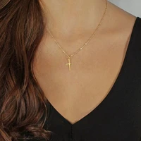 fashion versatile gold plated cross necklace personality street shooting festival party female necklace clavicle chain