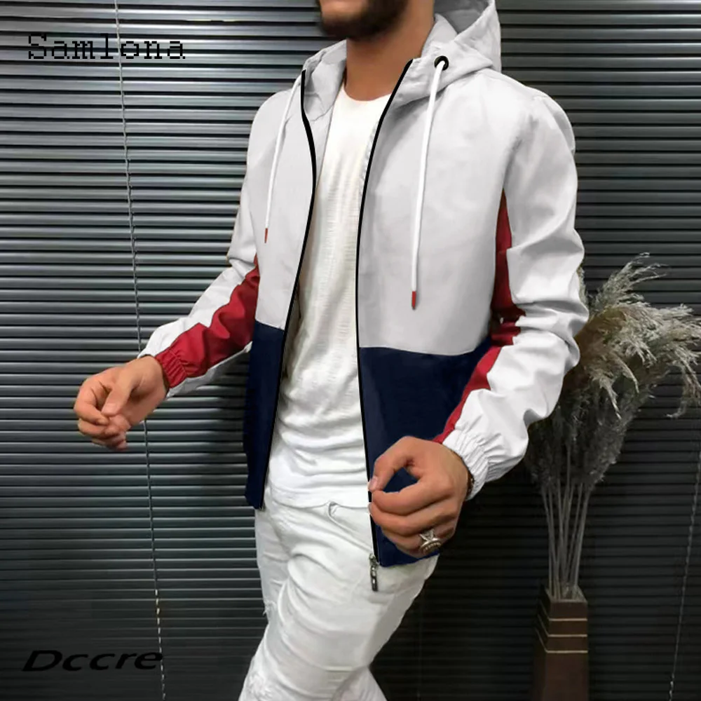 Samlona 2022 Autumn Patchwork Tracksuit set Mens Casual Long Sleeves Hoodies Two Piece Outfits Men Fashion Pants Sets Sportwear