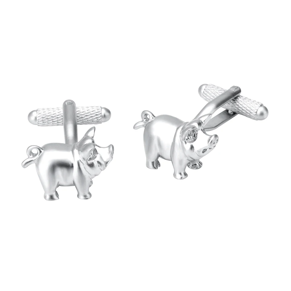 

NVT Fashion Pet Pig Cufflinks For Mens Gift French Shirt High Quality White Pearl Sand Plated Cuff Buttons