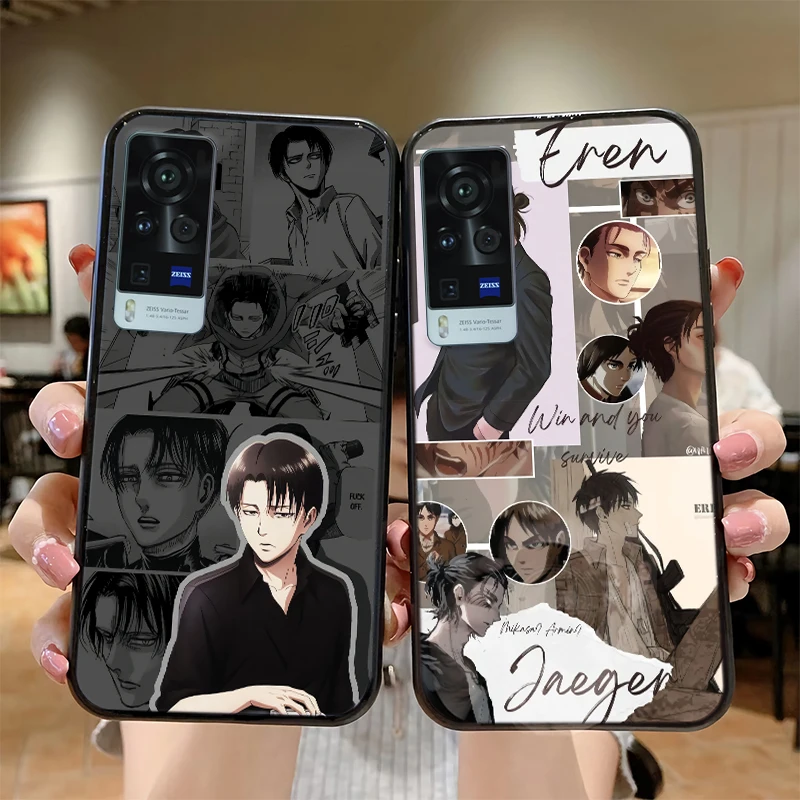 

Cool anime Eren Rivaille Phone case for vivo X60 X50 pro plus S10 S9 S7 S6 Black silicone case for iQOO 8 Pro 7 5 Bumper case