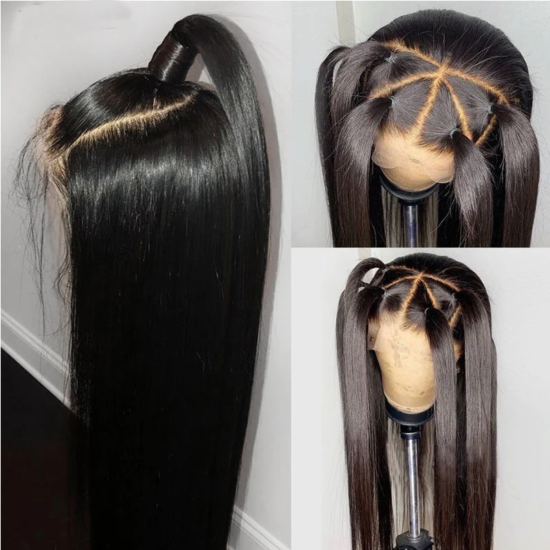 Long Soft Hair Wigs Glueless Silk Base Lace Front Wigs with Baby Hair 5x5 PU Silk Top Fiber Wig Natural Straight