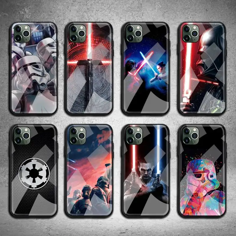 

Disney Star Wars Phone Case Tempered Glass For iPhone 13 12 11 Pro Mini XR XS MAX 8 X 7 6S 6 Plus SE 2020 cover