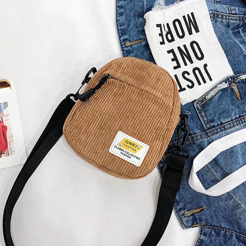 

Women Mini Canvas Shoulder Bag Small Corduroy Cloth Messenger Bag for Keys Phone Pink Crossbody Bags Cute Zipper Purse for Girls