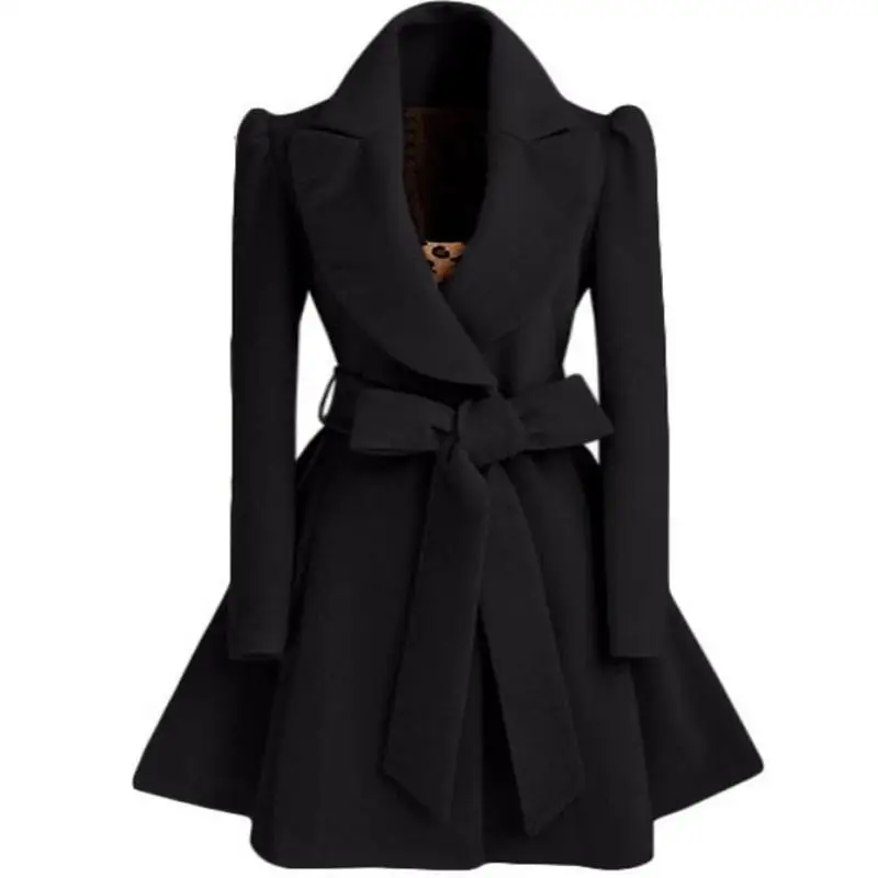 Корейская женская шерстяная ветровка пальто куртка красная XL осенне-зимняя