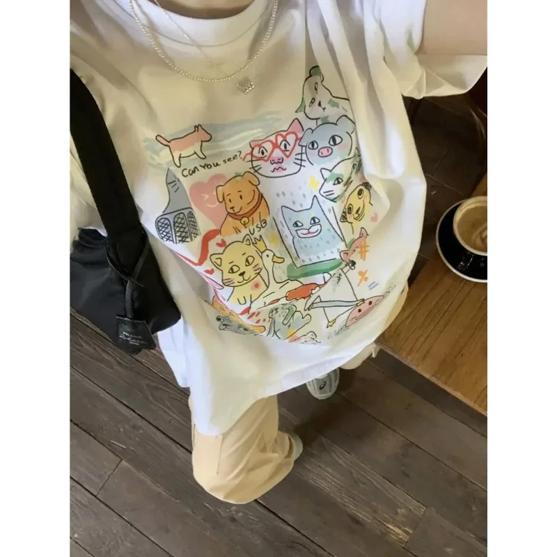 Повседневная футбольная рубашка в стиле Харадзюку для женщин с мультяшным