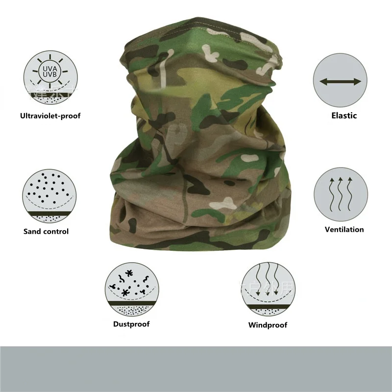 Новый многофункциональный шарф повязка на голову шейный камуфляжный бесшовный