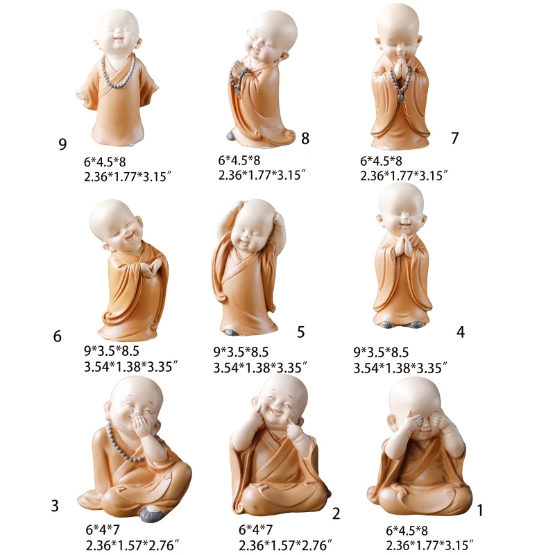 Статуэтка маленького монаха из смолы миниатюрная буддийская статуэтка