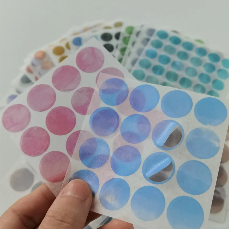 

25pc Watercolor Color Dots Decorative Washi Paper Stickers Retro Round Material Sticker Scrapbooking Label Diary Journal Planner