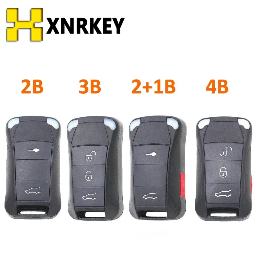 

XNRKEY 2/4/3+1 Buttons Flip Remote Key Shell Fob for Porsche Cayenne 2003+ uncut HU66 blade Folding Remote Car Key Case