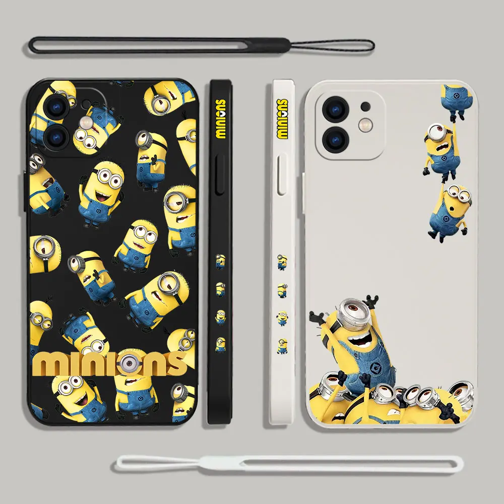 

Cartoon Cute M-Minions Phone Case For Samsung A53 A50 A52S A51 A72 A71 A73 A81 A91 A32 A22 A20 A30 A21S 4G 5G with Hand Strap