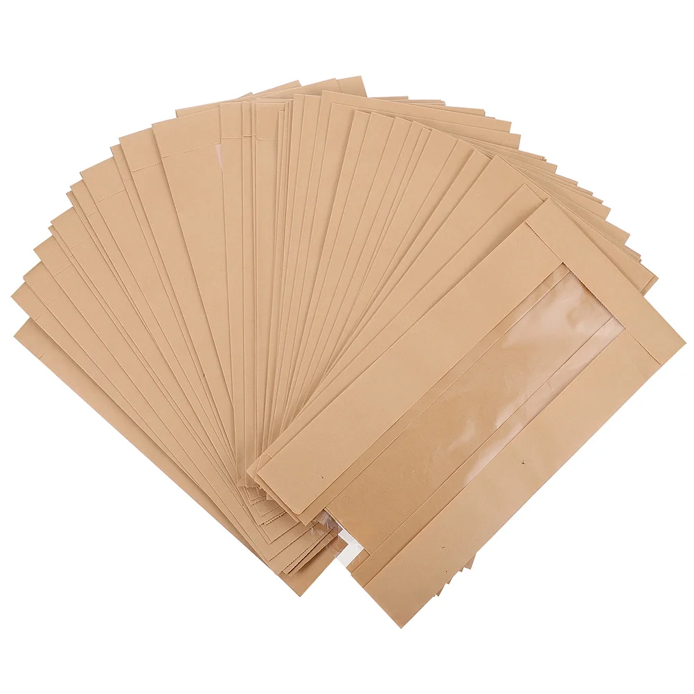 

100 Pcs Bread Bag Bakery Bags with Window Paper Biscuit Pastry for Homemade Baking Pouches Sandwich Packaging