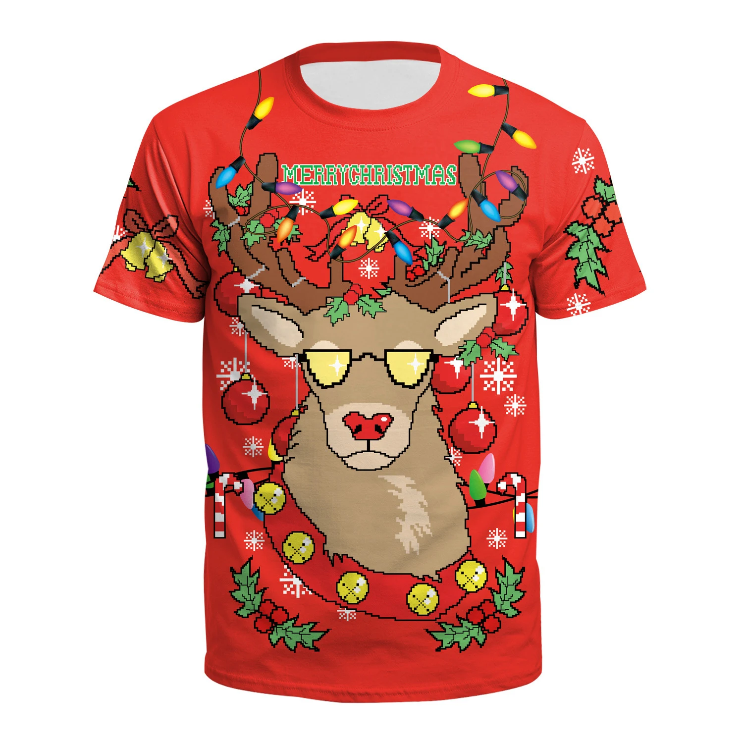 

Christmas 3D Elk Print Tshirts Men Clothes Women Kids Reindeer Short Sleeve Fashion Oversized T-Shirt Funny Casual Harajuku Tops