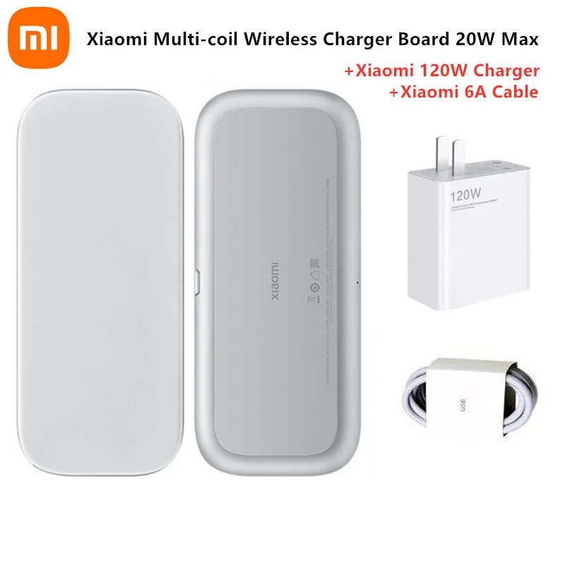 Xiaomi Multi-coil Wireless Charger Board 20W Max Support 3 Devices Fast Charge With 120W Charger and 6A Cable For Phone/Earphone
