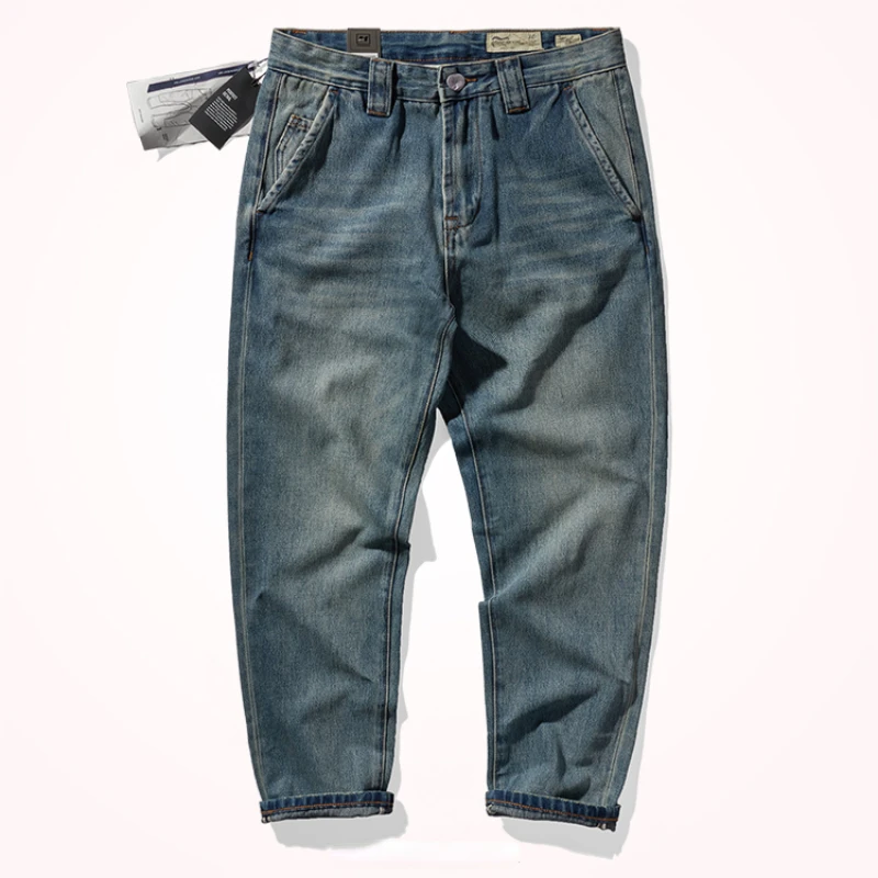 American heavy retro jeans men's straight cone 2022 autumn and winter new Amikaji old pants