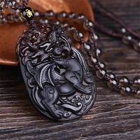 hot selling natural hand carve ice species obsidian flying days pixiu necklace pendant fashion jewelry men women luck gifts