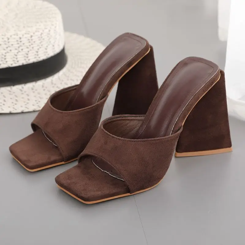 Summer Thick Heels Slippers Women 2022 New Sexy High Heels Slippers For Women Slides Ladies Party Wedding Shoes Plus Size 35-42