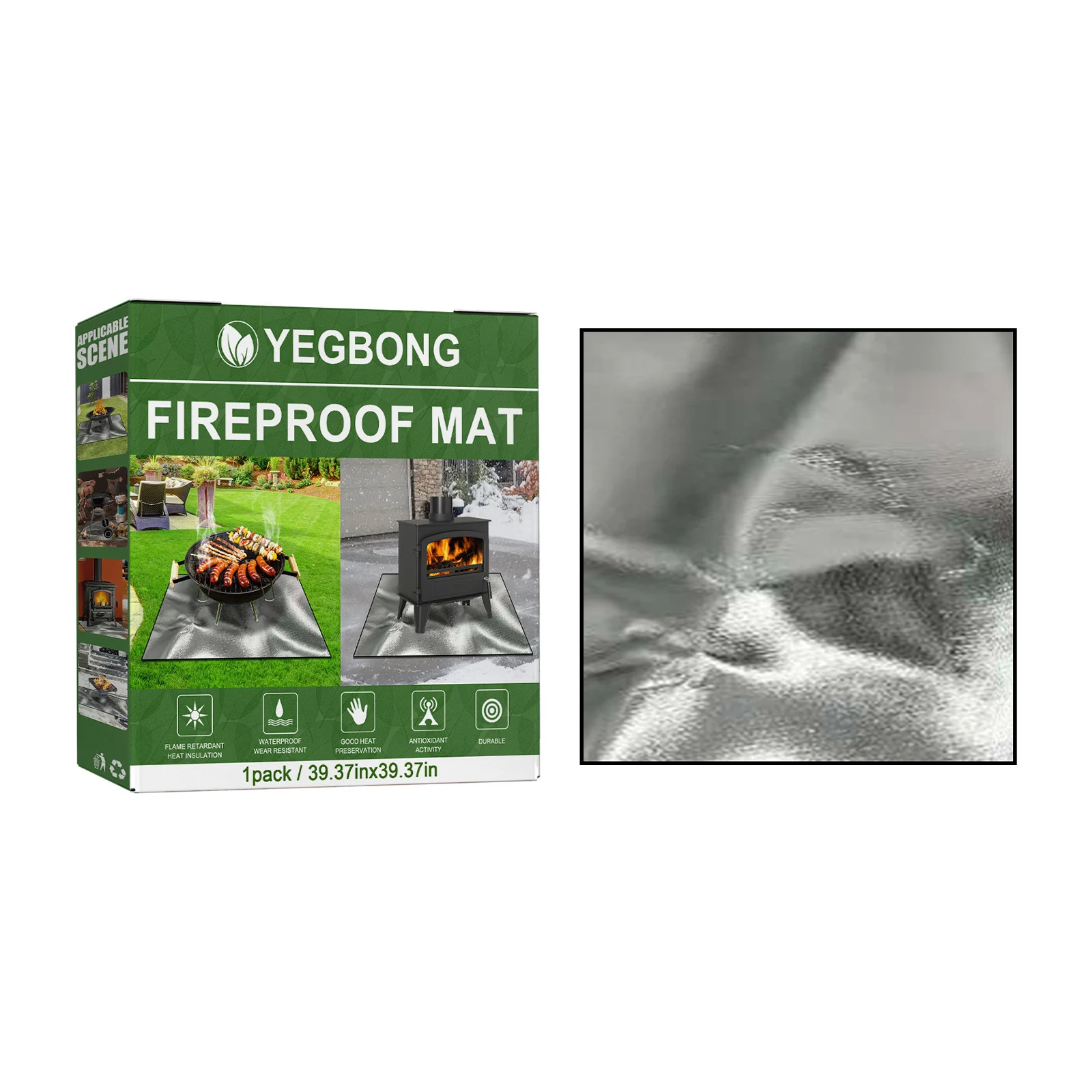 

Flame Retardant Protective Mat High Temperature Resistant Outdoor Camping Floor Heat Insulation Fire Pit Cushion