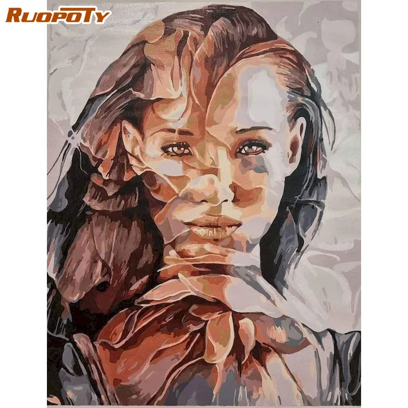 

RUOPOTY Figure Acrylic Painting by numbers Unique Gift Picture Drawing Abstract Woman DIY Paint by numbers For Living Room Decor