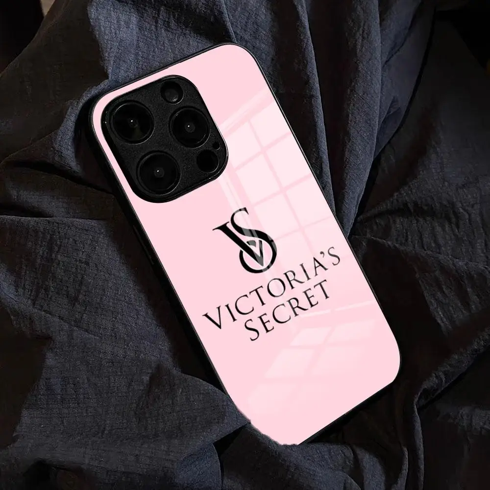 Фото Противоударный стеклянный чехол V-Victorias Pink Secret для iPhone 17 Pro Max, 15 Pro, 16, 14 Plus, 12, 13 Mini, 11 Pro №4
