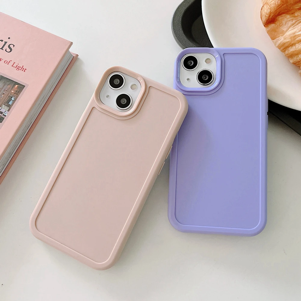 

Macaron Color Shockproof Phone Case For iPhone 13 11 12 iPhone13 Pro XR X Xs Max Protective Matte Soft Back TPU Silicone Cover