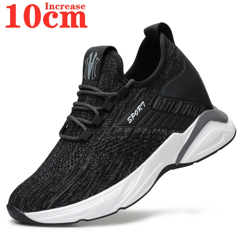 

Sneakers Invisible Inner Height Increasing Shoes Men's Sports Increase 8 10cm Leisure Shoes Weave Mesh Breathable Elevator Shoes