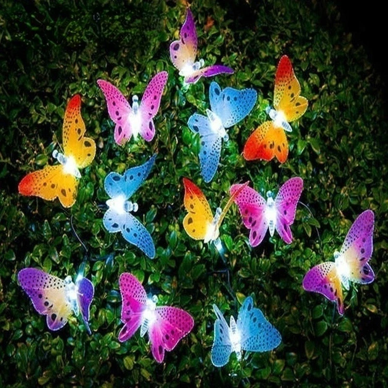 

2022Jmt12 LED Solar Power Fibre Optic Butterfly String Light Garden Decor Outdoor String Garden Suncatchers