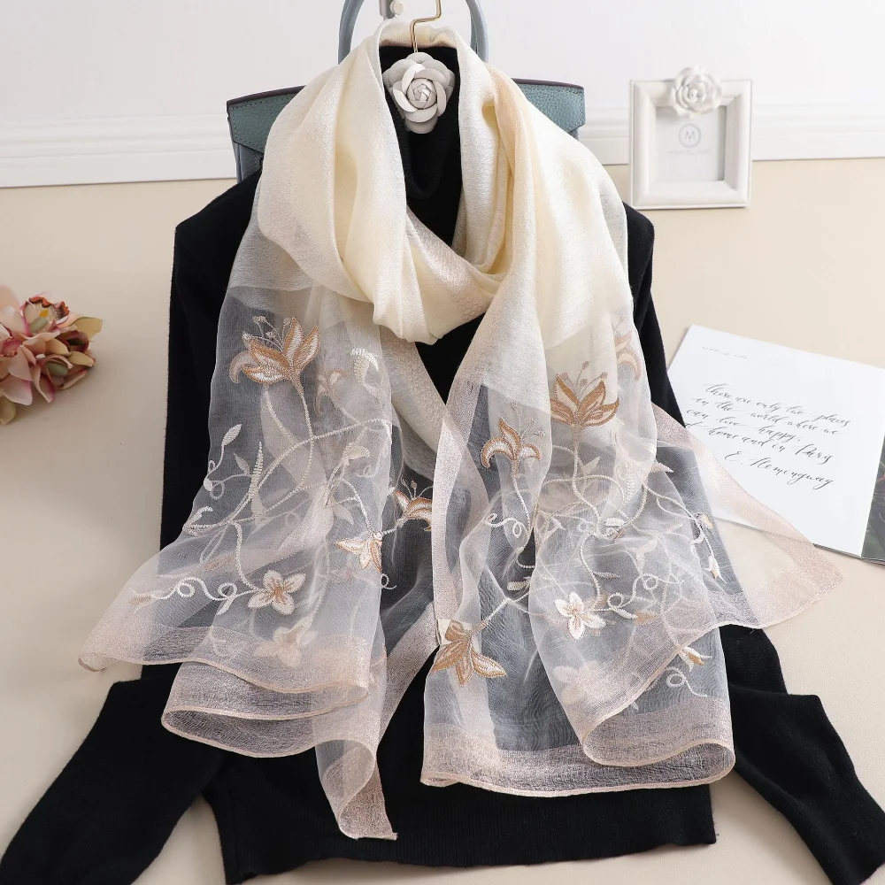 

Fashion Shawls Wraps Natural Silk Scarves For Women Large Bandana Head Hijab Scarf Elegant Neckerchief Long Shawl Scarf 70*190CM