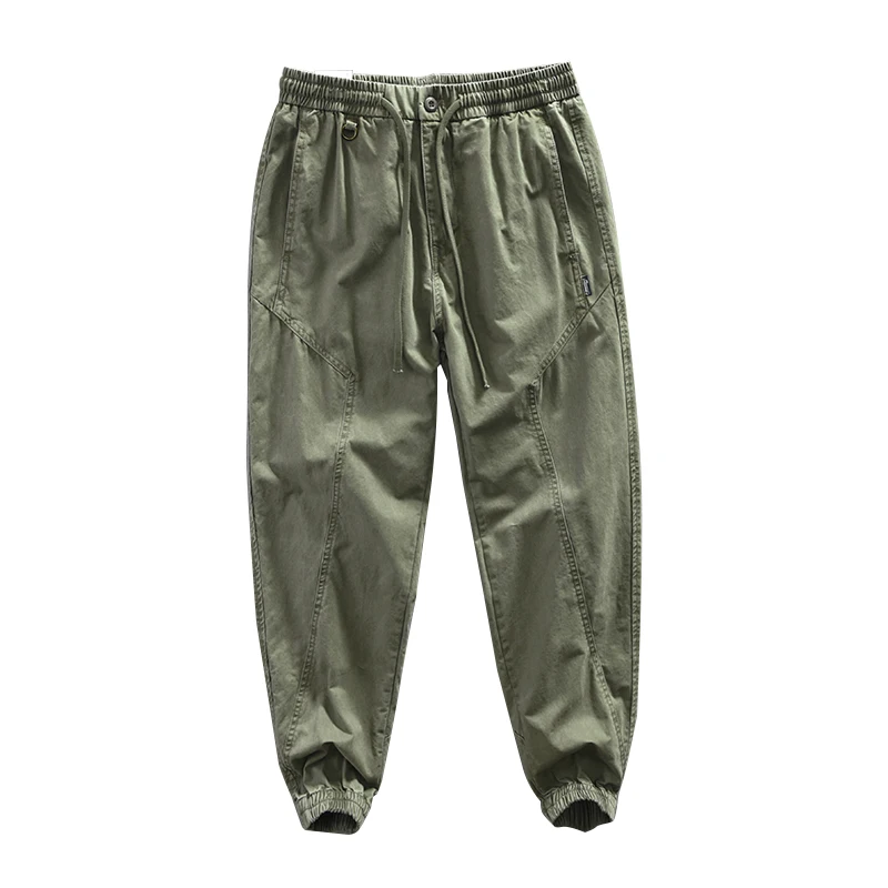 

Japanese retro men's casual overalls youth lace-up elastic waist corset trousers 100 pairs pure cotton men's pants