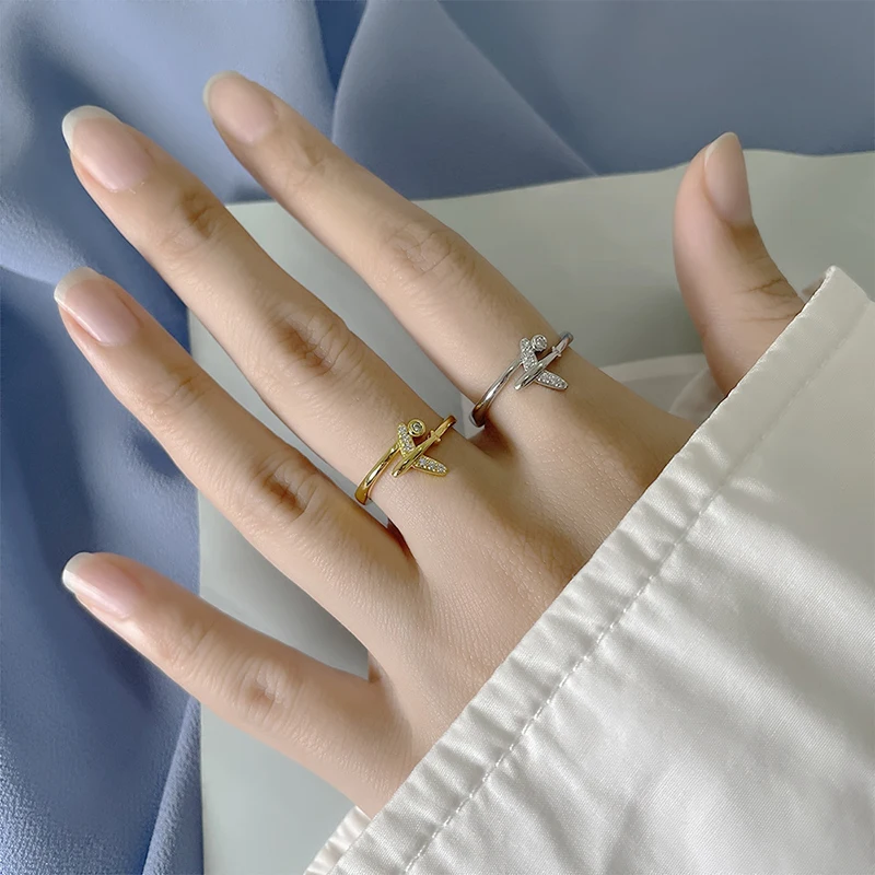 ENSHIR Модное Индивидуальное Открытое Круговое Кольцо С Дизайном Самолета