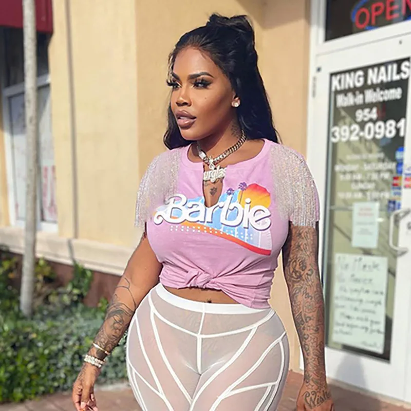 

Women Fashion Short Sleeve V Neck Letter Print Graphic T Shirt Tops Tee 2022 Summer Clothes Wholesale Black White Pink