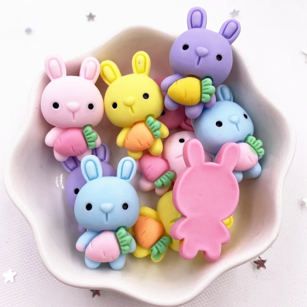 10 шт. разноцветные кавайные кролики из смолы редис кабошон с плоской задней