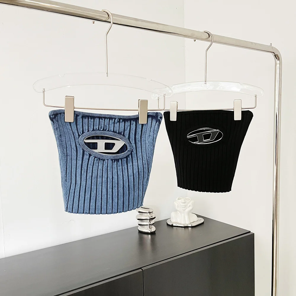 

Sexy Summer Women's Inner Hollow Metal Retro Knit Tube Top CropTop