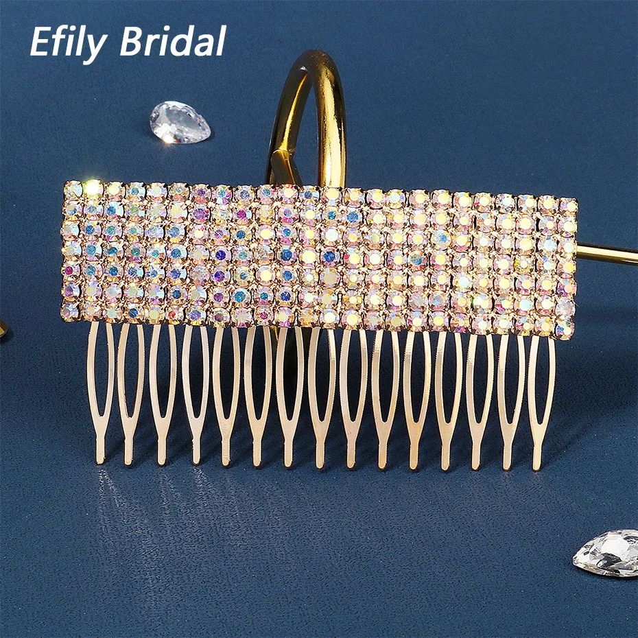 

Fashion Crystal Bride Wedding Hair Accessories AB Rhinestone Bridal Hair Comb Hairpin Women Headpiece Jewelry Bridesmaid Gift
